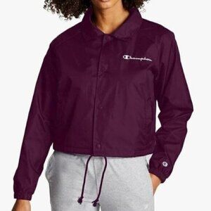 NWOT Champion Purple Track jacket Size Medium. Size XL Windbreaker Cropped
